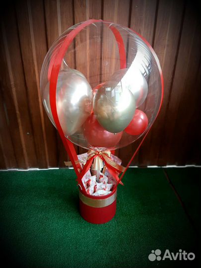 Шары deco bubbles, коробка- сюрприз, цветы в шаре