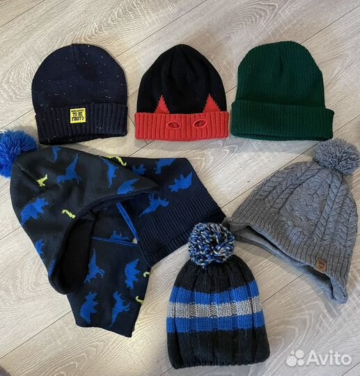 Шапки на мальчика 4-6 лет (52-54)