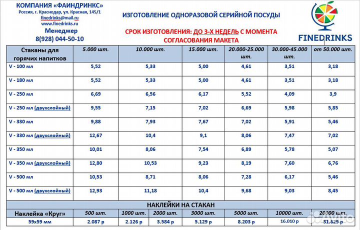 Стакан фз Черный 250мл, д/горячих напитков 60шт/уп