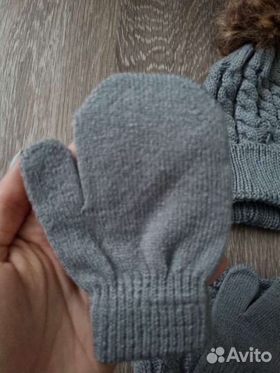 Комплект шапка снуд варежки детские