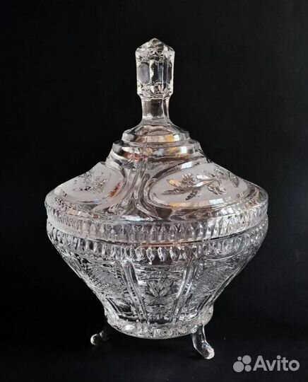Хрустальная конфетница с крышкой СССР