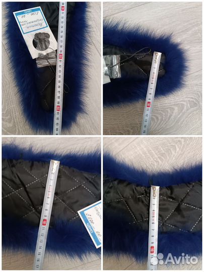 Воротник натуральный мех песец синий Новый