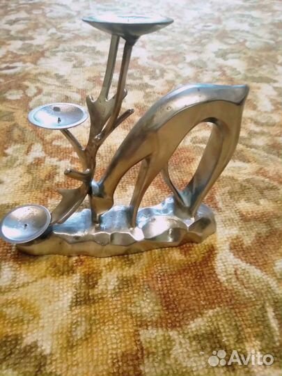 Подсвечник Лось на три свечи титан