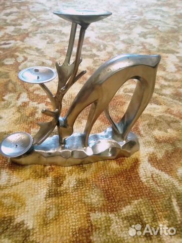 Подсвечник Лось на три свечи титан