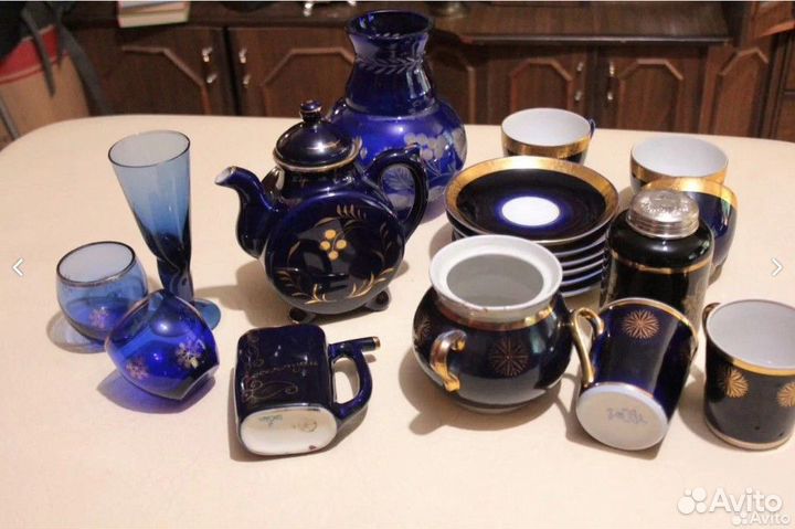 Сервиз кобальт сборный, лфз, салатница (Дулево), к