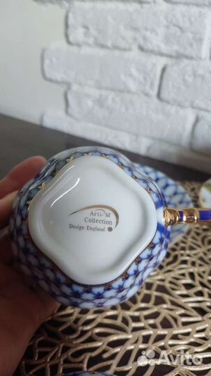 Чайный фарфоровый сервиз лфз СССР, золотой кобальт