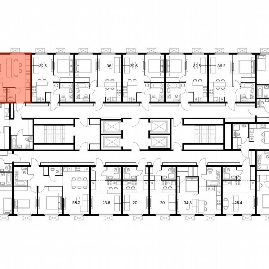 2-к. квартира, 48,7 м², 12/25 эт.