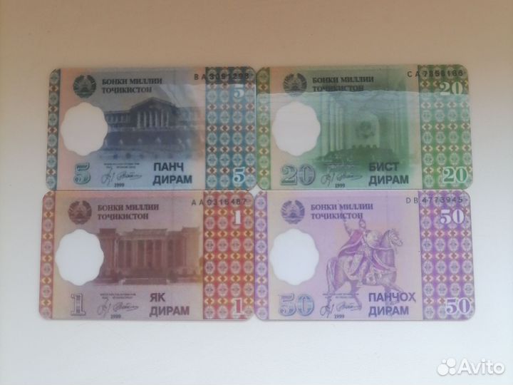 Магнитики на холодильник. Деньги Таджикистана