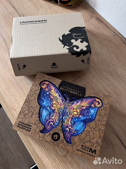 Деревянные пазлы бабочка unidragon