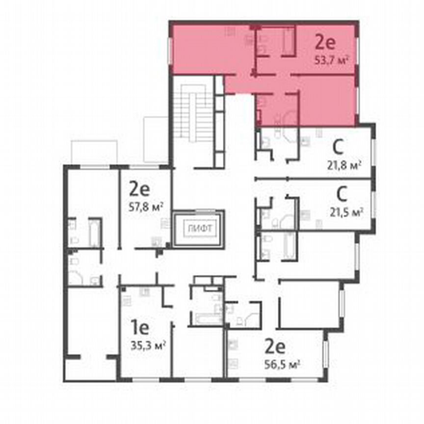 2-к. квартира, 53,7 м², 2/4 эт.