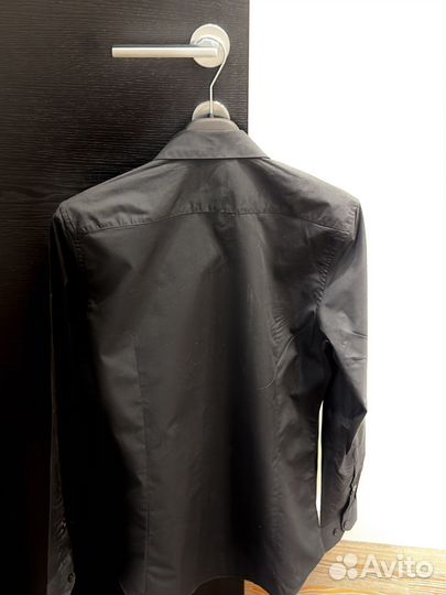 Рубашка мужская черная slim-fit