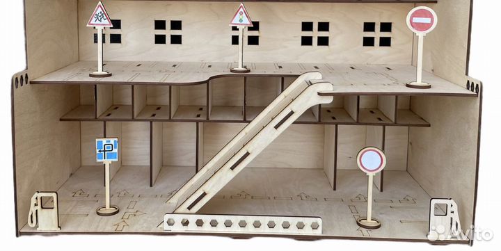 Детская парковка гараж для машинок деревянная