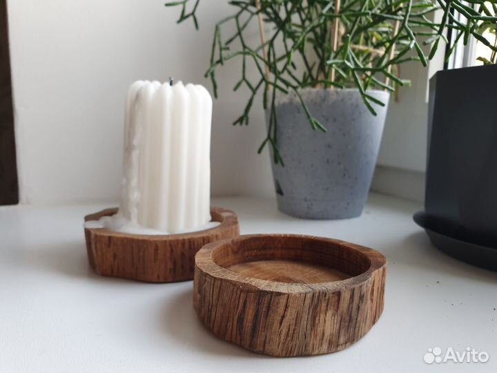 Подсвечники из натурального дерева
