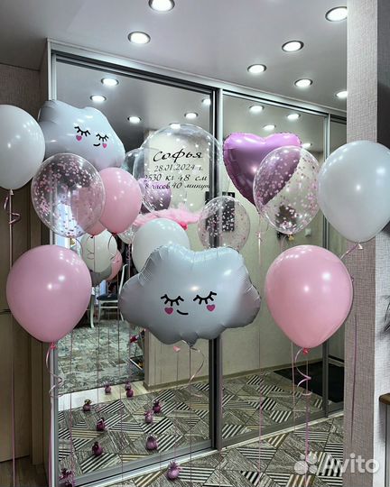 Воздушные шарики на выписку с роддома