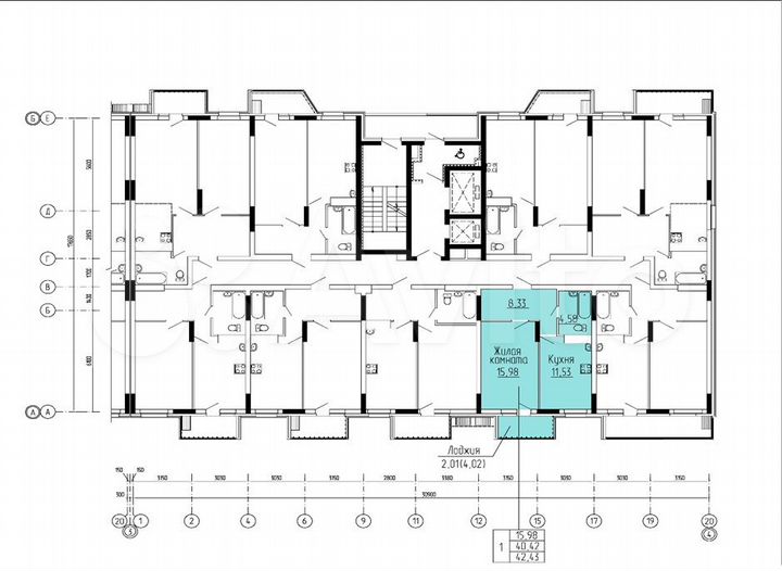 1-к. квартира, 42,4 м², 9/12 эт.