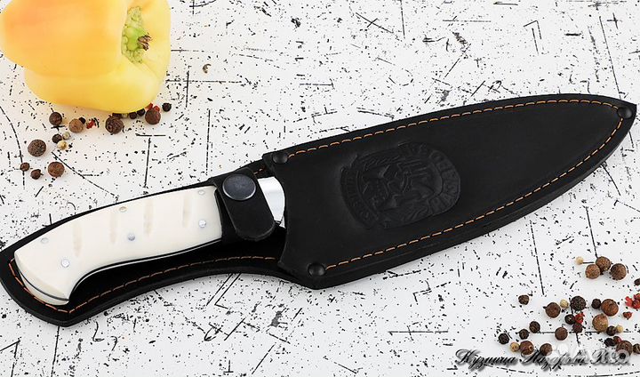 Кухонный нож Шеф № 12 сталь Х12мф акрил белый