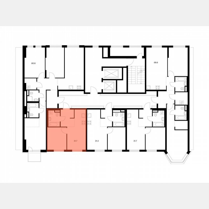 1-к. квартира, 31,7 м², 2/12 эт.