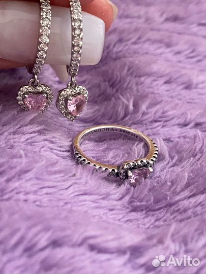 Pandora серьги сердца