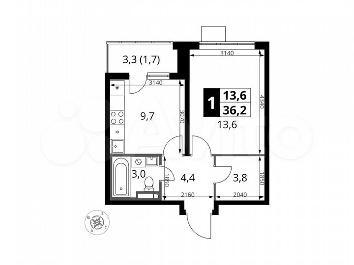 1-к. квартира, 36,2 м², 19/24 эт.