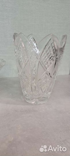 Хрустальные ваза и фруктовница конфетница