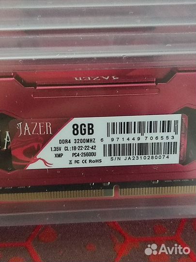 Озу Jazer DDR4, 2x8gb, 16gb, 3200 Новая