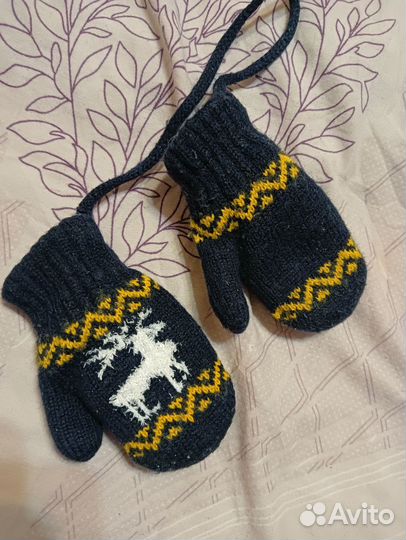 Варежки зимние детские 1 год