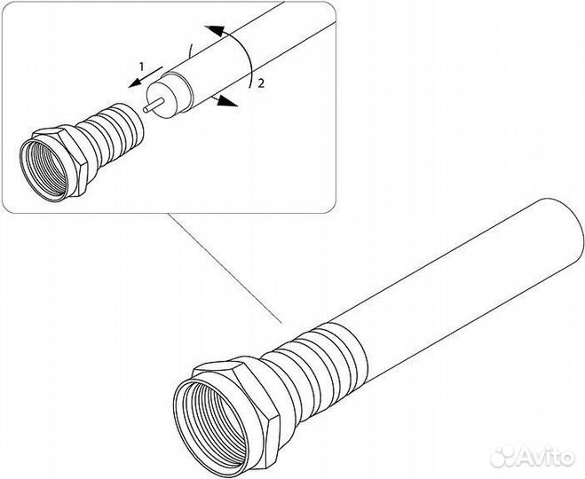 Резьбовой F-разъем RG-6 (AB) цинк, 50 шт. PROconne