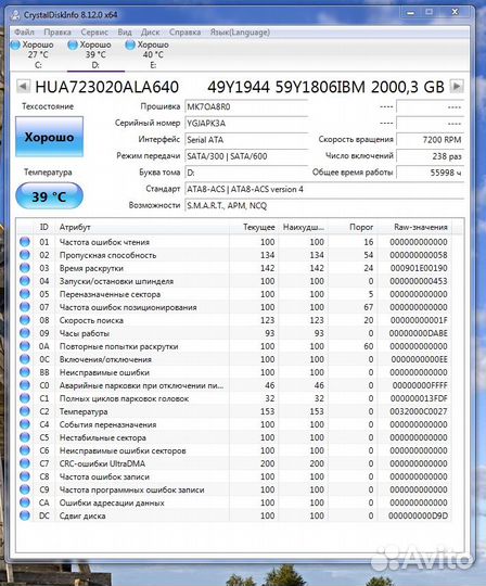 SSD 256Gb; HDD SATA 2Tb, 500gb, IDE, scsi