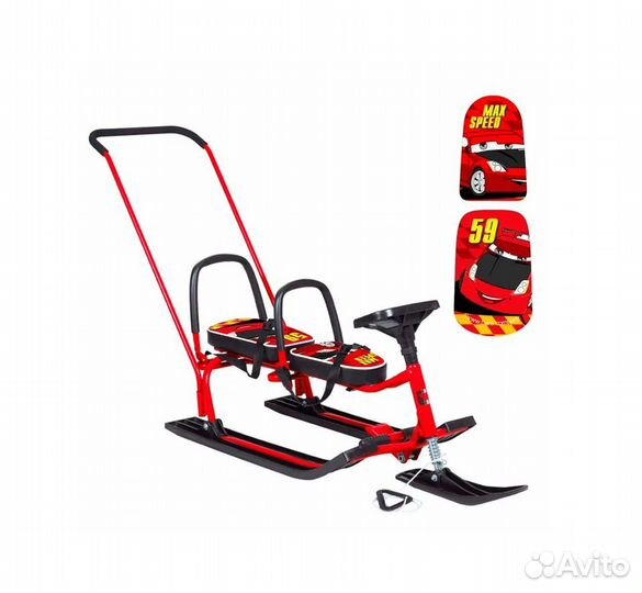 Снегокат для двоих Барс с толкателем Скорость 59