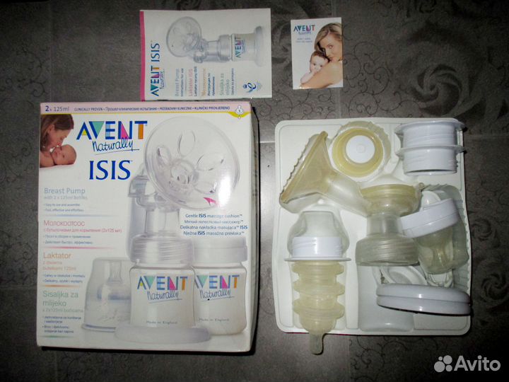 Молокоотсос avent ручной (много насадок)