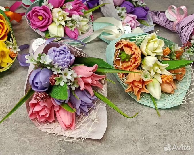 Букетик тюльпанов из мыла