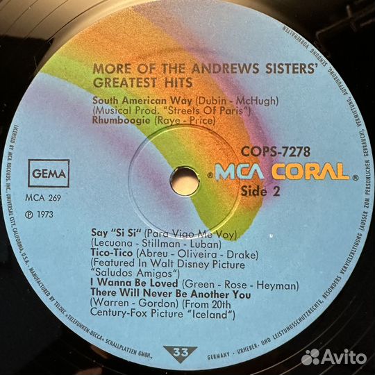 The Andrews Sisters – More Greatest Hits (1973г.)