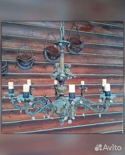 Антикварная бронзовая люстра, Европа, 19 век