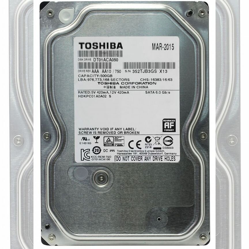 [DT01ACA050] Жесткий Диск Toshiba 500gb Sata3 3,5" Dt01aca050