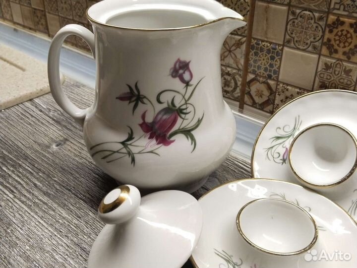 Кувшинчик и пашотницы фарфор Дружковка