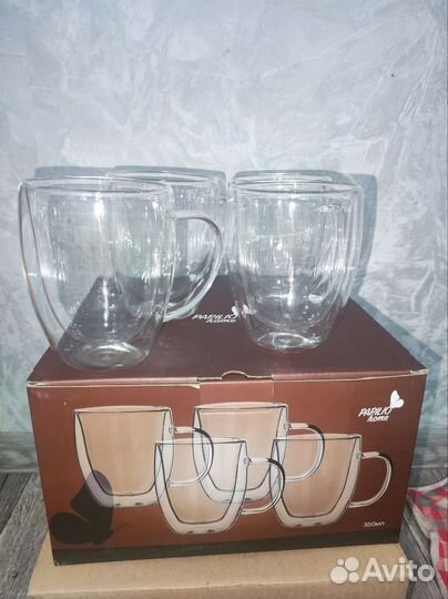 Кружки с двойным дном набор 6 шт новый