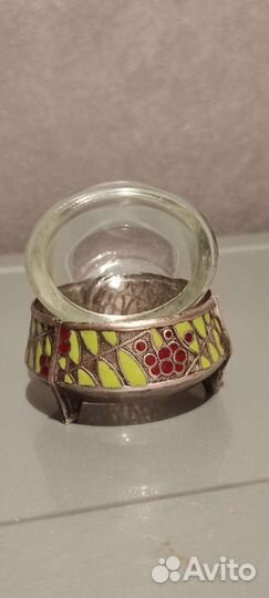 Солонка мельхиор с эмалью СССР