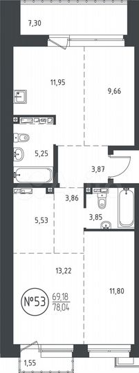 3-к. квартира, 78 м², 9/10 эт.