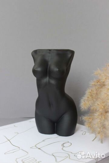 Кашпо женское тело, гипсовая ваза