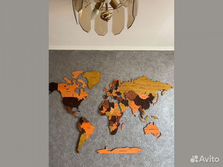 Деревянная карта мира от