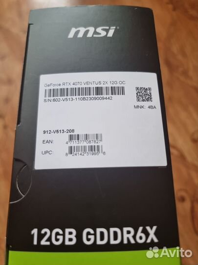 Новая GeForce rtx4070 ventus 2x 12g oc