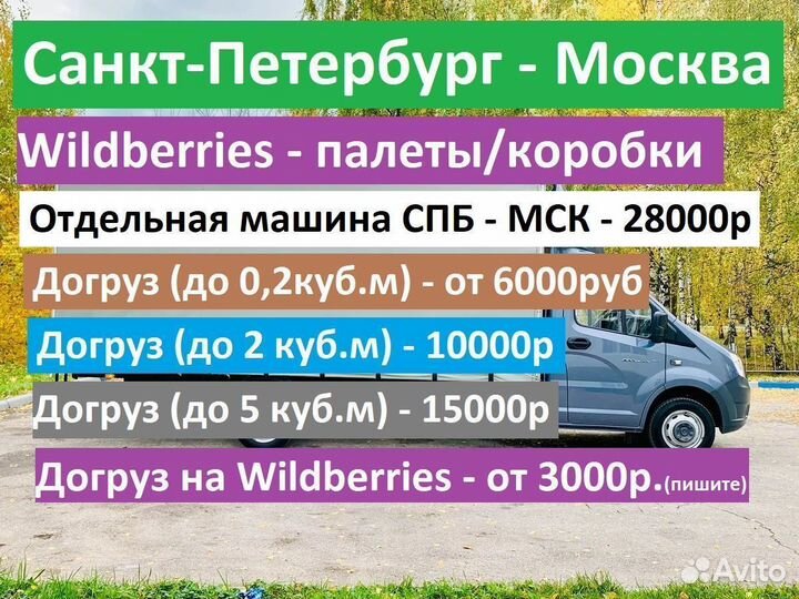 Грузоперевозки Санкт-Петербург - Москва