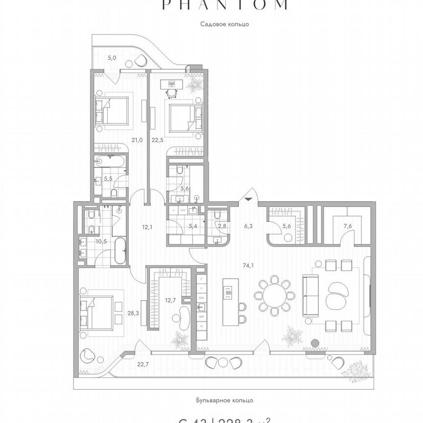 3-к. квартира, 224 м², 4/9 эт.