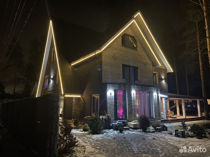 Контурная подсветка/украшение домов