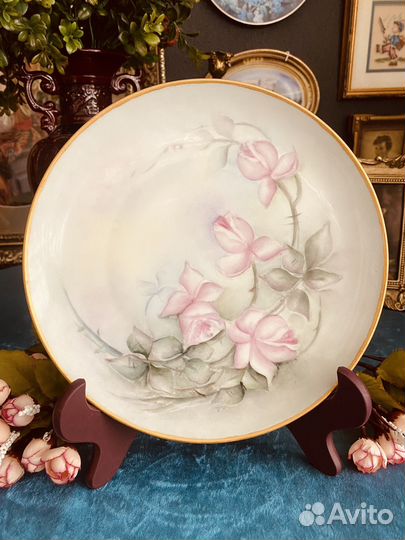 Антикварная тарелка Чехословакия Ручная роспись