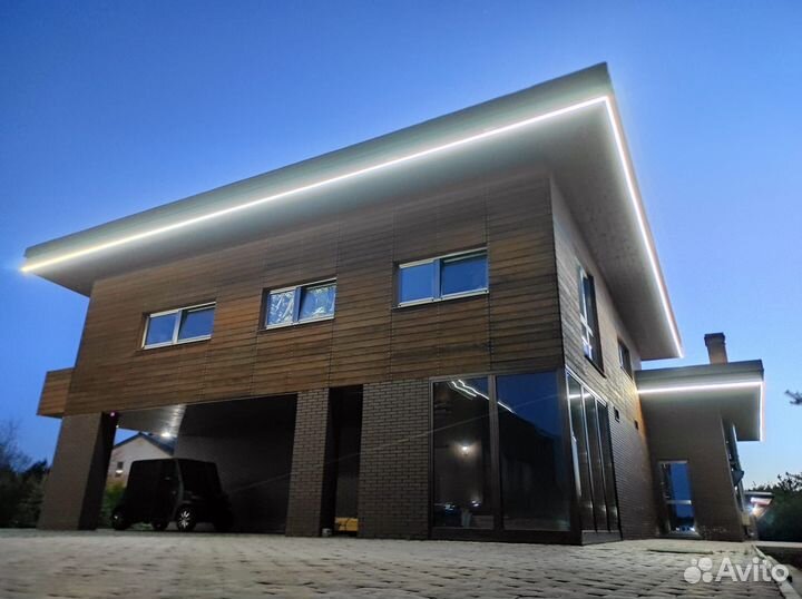 Фасадное освещение дюралайтом