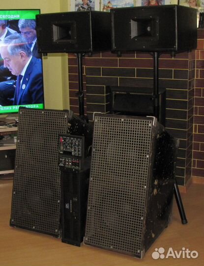 Колонки F.Audio 2100W Рупоры Усилок Микшер Штативы