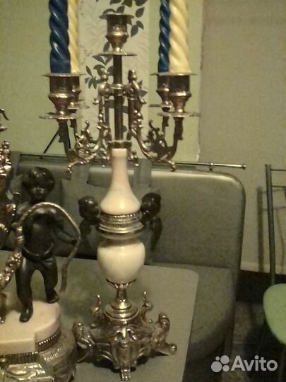 Комплект каминный часы+канделябры