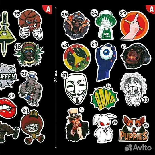 Наклейка, стикер виниловый серия A