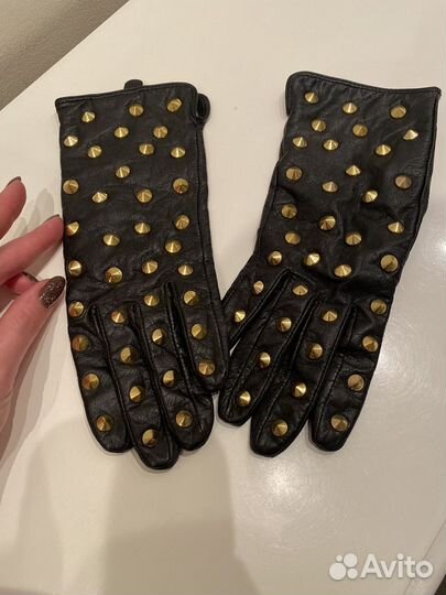 Перчатки кожаные h&m с шипами
